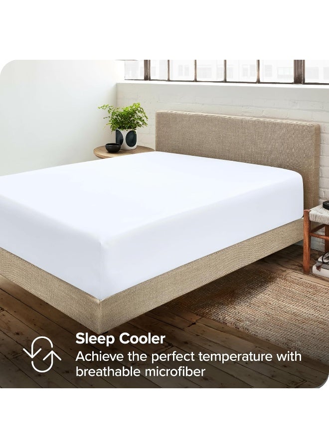 Bare Home Fitted Bottom Sheet California King Premium 1800 Microfiber UltraSoft Wrinkle Free Deep Pocket Cal Fitted Sheet California King White - Image 3