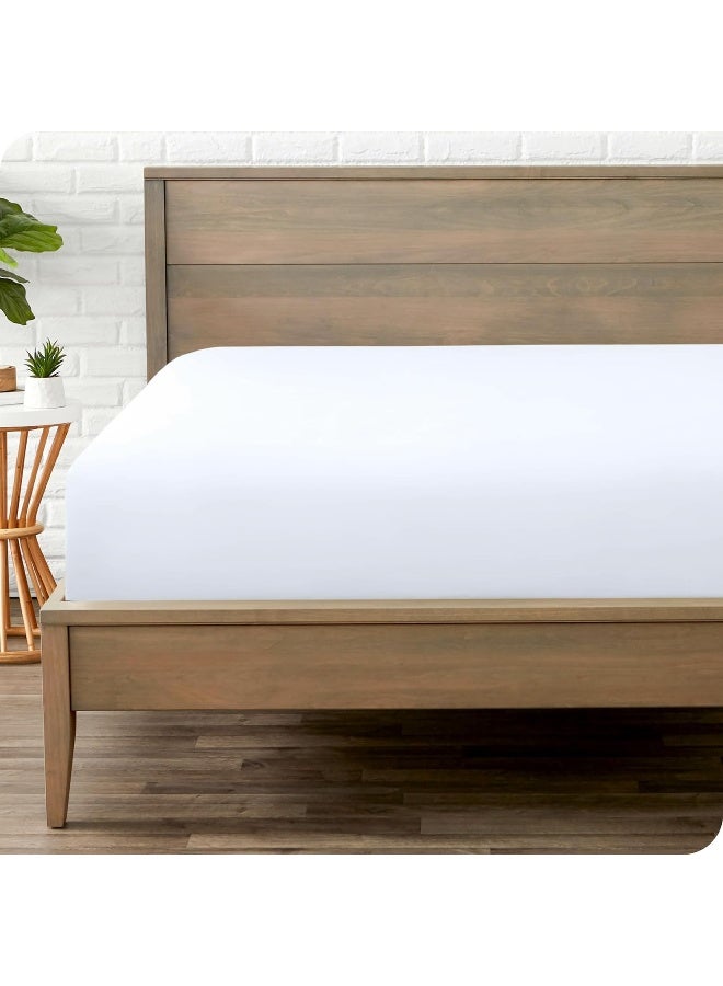 Bare Home Fitted Bottom Sheet California King Premium 1800 Microfiber UltraSoft Wrinkle Free Deep Pocket Cal Fitted Sheet California King White - Image 2