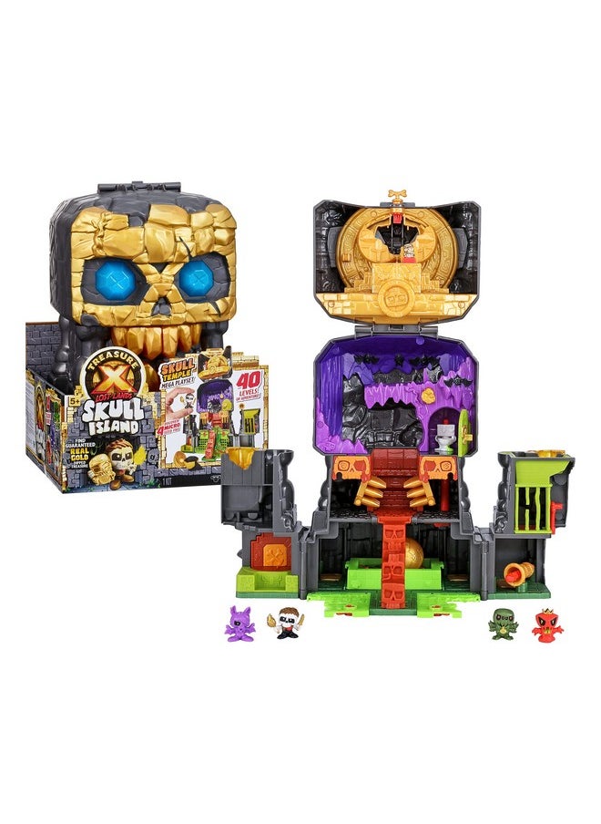 تريجير X مجموعة ألعاب Lost Lands Skull Island Skull Temple Mega، 40 مستوى من المغامرة. 4 مجسمات متحركة صغيرة الحجم. نجا من الفخاخ واكتشف كنزًا حقيقيًا مطليًا بالذهب المضمون  - Image 1