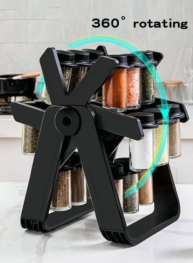 ميكسد 19PCS مجموعة أوعية موسمية مع 18 جرة موسمية 360° دوران سهل الوصول إلى رف موسمي - Image 1