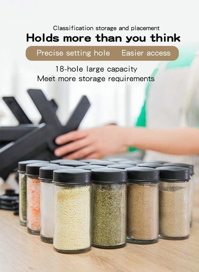 ميكسد 19PCS مجموعة أوعية موسمية مع 18 جرة موسمية 360° دوران سهل الوصول إلى رف موسمي - Image 3