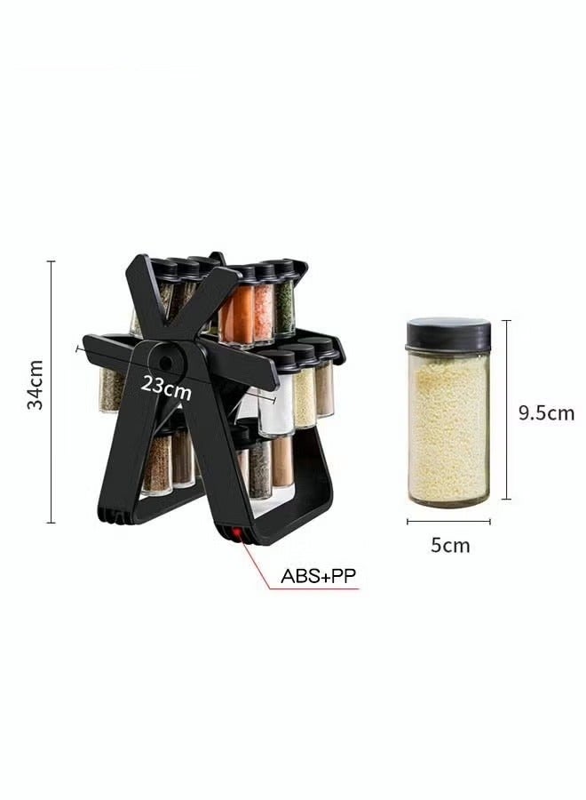 ميكسد 19PCS مجموعة أوعية موسمية مع 18 جرة موسمية 360° دوران سهل الوصول إلى رف موسمي - Image 5