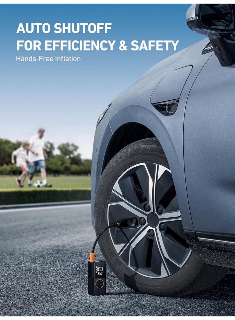 BS Emergency Supplies | Emergency Air Pump|Air compressor tire inflator (4 nozzles) |car tire inflator| digital tire inflator | Portable cordless bicycle pump | with digital dual-value display | 150 PSI car tire pump with LED light | Suitable for cars, motorcycles, bicycles, balls, inflatable mattresses, pool floats, and vacuum bags. - Image 2