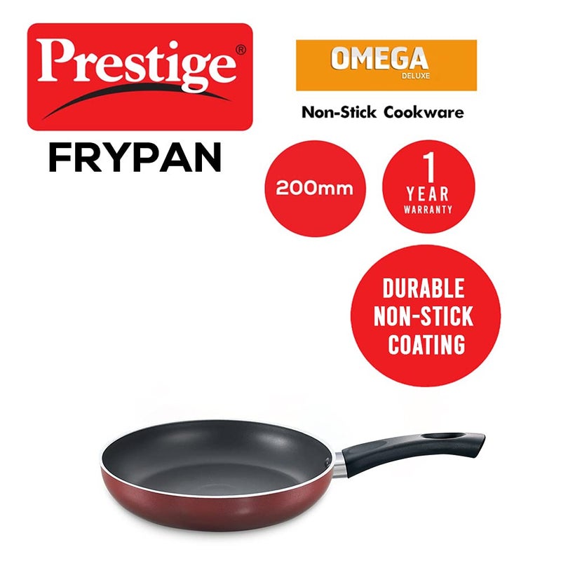 Prestige Omega Deluxe Fry Pan 200 mm (Aluminium, Red) - Image 2