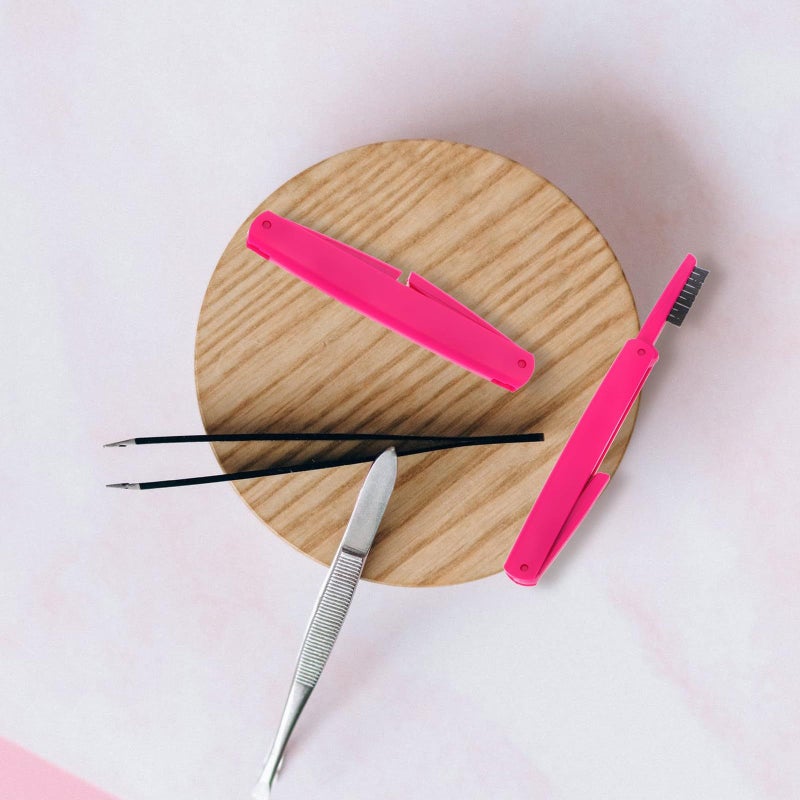 Foldable Dual Ended Eyelash Comb Eyebrow Brush Stainless Steel Beauty Tool 2 Pack Random Color - Image 3