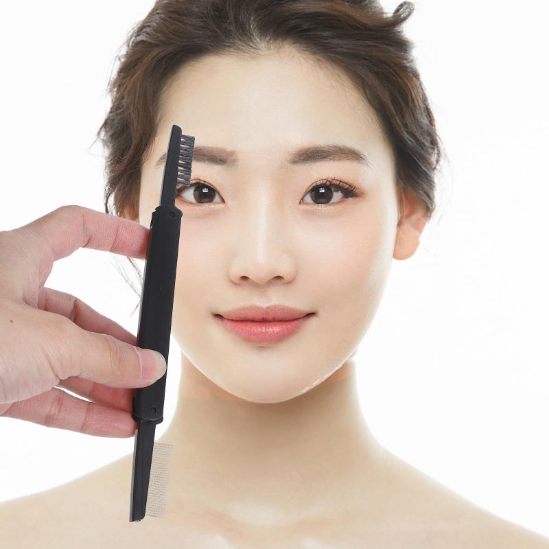 Foldable Dual Ended Eyelash Comb Eyebrow Brush Stainless Steel Beauty Tool 2 Pack Random Color - Image 4