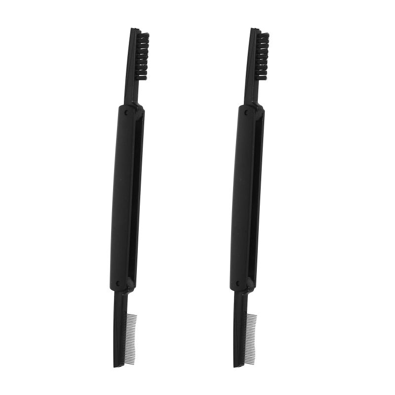 Foldable Dual Ended Eyelash Comb Eyebrow Brush Stainless Steel Beauty Tool 2 Pack Random Color - Image 2