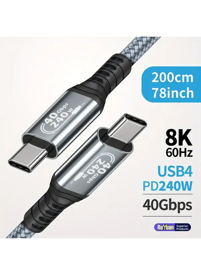 1ft 240W USB4 Type C to USB C Cable PD 3.1 40Gbps 8K Display - Image 5