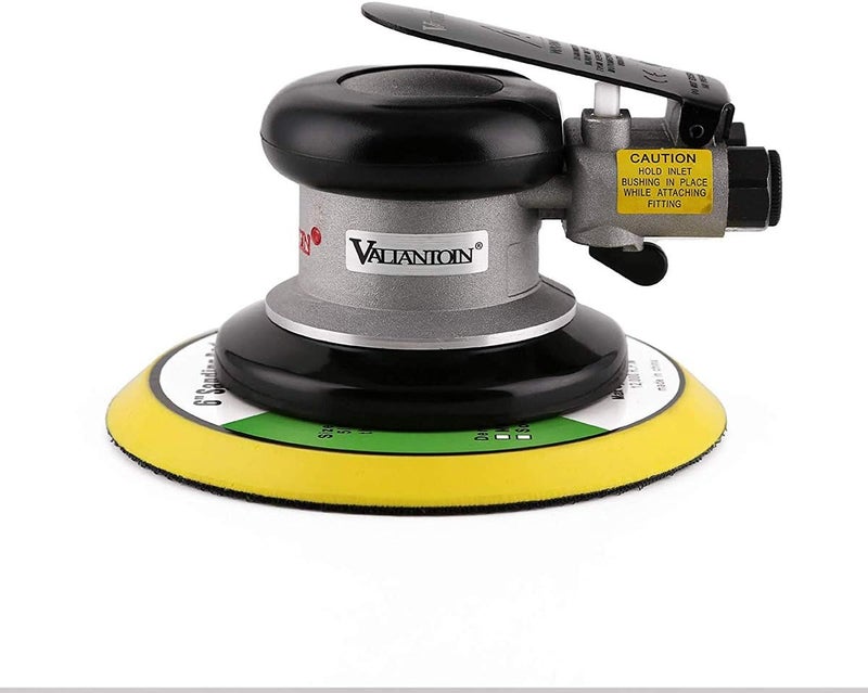 Valianto 6" Professional Air Random Orbital Palm Sander with 1pc 6" Backup Plate, Heavy Duty Dual Action Pneumatic Sander Silver - Image 1