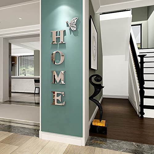 Doeean Home Wall Decor Letter Signs Acrylic Mirror Wall Stickers Decorations for Living Room Bedroom Home Decor Wall Decals (Silver, 47.2 X 15.3IN) - Image 5