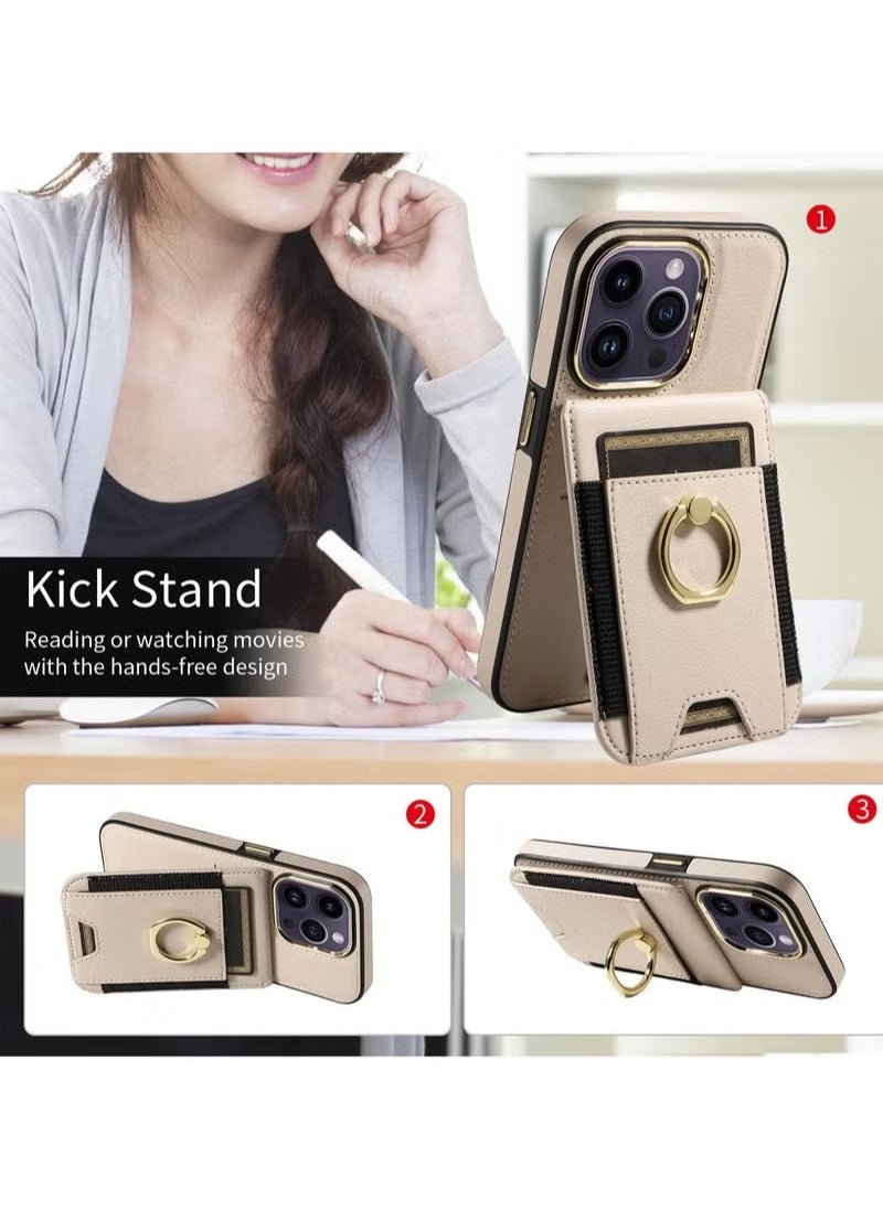 X-level iPhone 15 Pro Case Wallet With Credit Card Cover With Flip Premium Leather Phone Ring Stand Holder Kickstand Heavy Duty Protective Cover Accessories Protection For iPhone iPhone 15 Pro  - Image 3