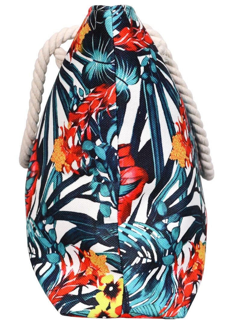 Stylish beach bag with a linen lining and a hemp rope handle, large capacity, water resistant  - Image 3