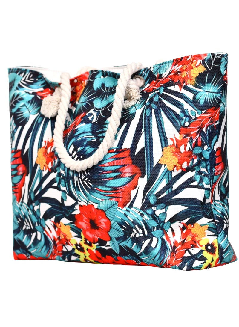 Stylish beach bag with a linen lining and a hemp rope handle, large capacity, water resistant  - Image 2