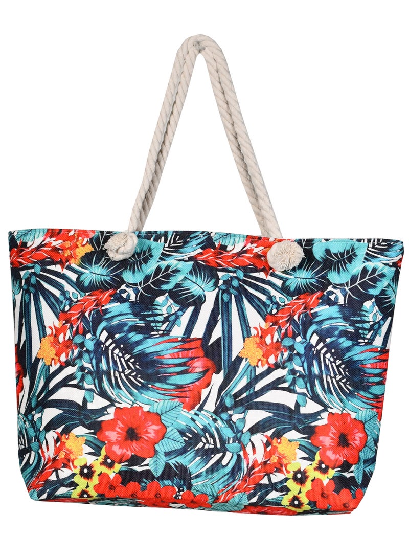 Stylish beach bag with a linen lining and a hemp rope handle, large capacity, water resistant  - Image 5