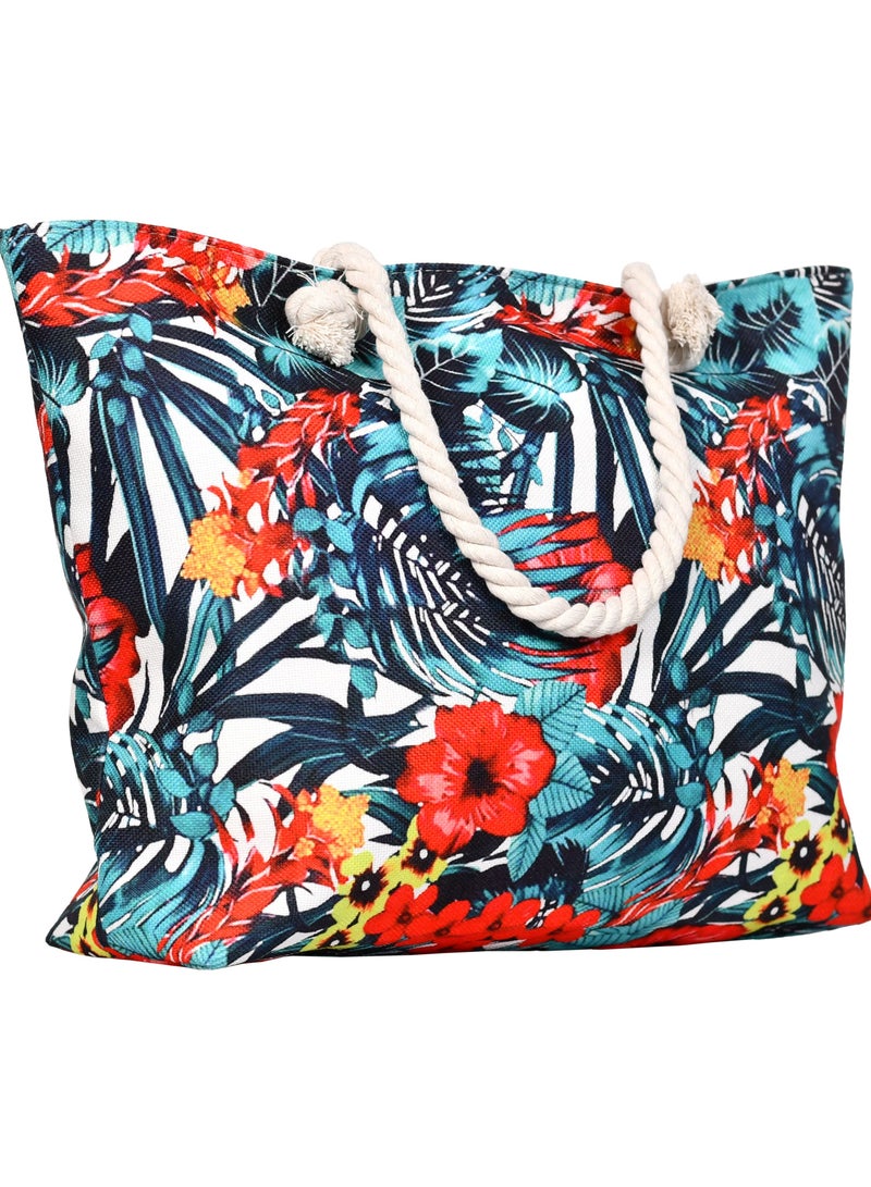 Stylish beach bag with a linen lining and a hemp rope handle, large capacity, water resistant  - Image 4