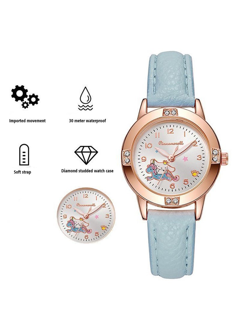1 Pcs Kids Watches for Girls, Toddler Watches Cute Cartoon,Children Wrist Watch Easy Read Time Teacher Waterproof Watch(Blue)  - Image 4