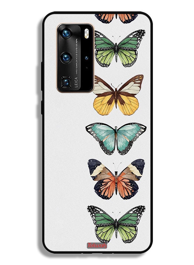 Tolwak Huawei P40 Pro 5G Protective Case Cover Four Butterflies - Image 2