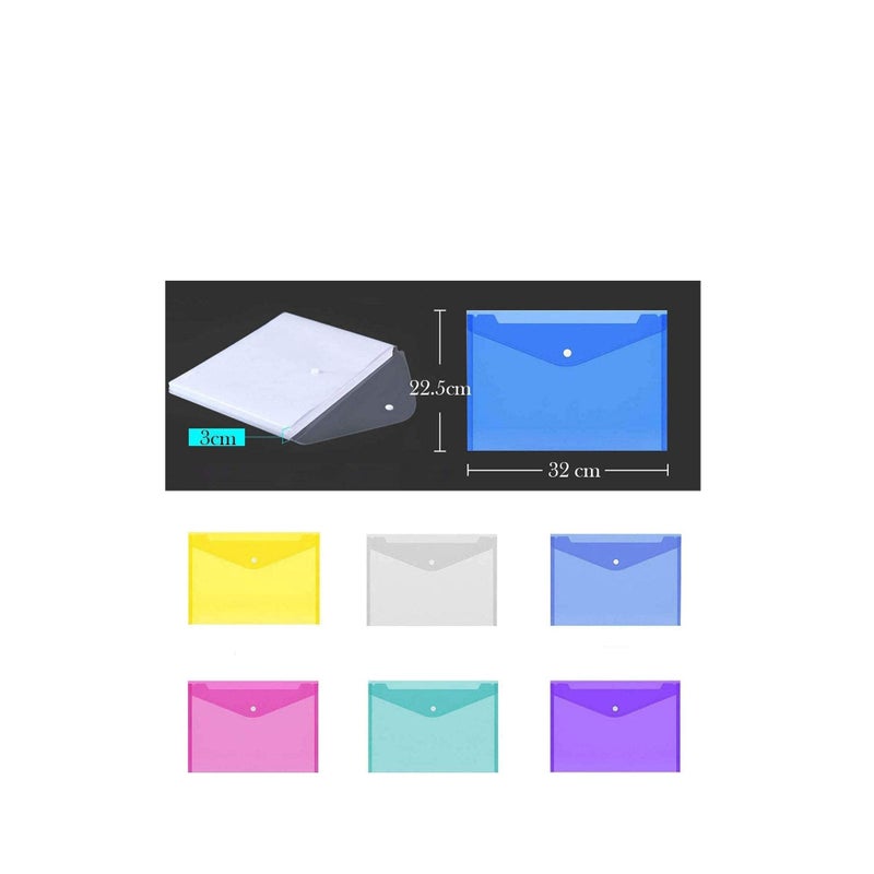 SOLARAE محافظ بلاستيكية A4، 12 قطعة ملفات مستندات، أظرف جيوب لتخزين المستندات، القرطاسية، الرسائل وبطاقات الألعاب - Image 3