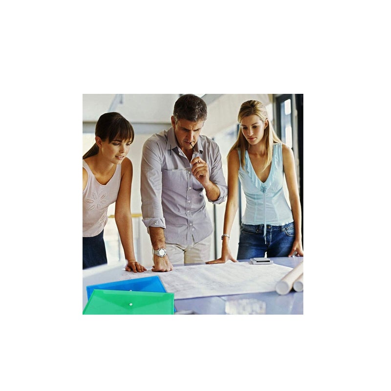 SOLARAE محافظ بلاستيكية A4، 12 قطعة ملفات مستندات، أظرف جيوب لتخزين المستندات، القرطاسية، الرسائل وبطاقات الألعاب - Image 2