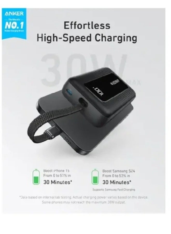 Ankey Anker Zolo Power Bank (10K, 30W, Built-In USB-C Cable) Black - Image 3