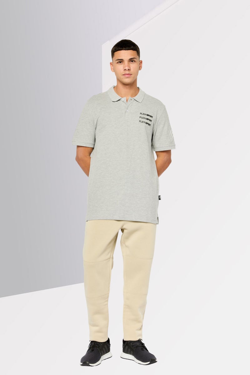 PHILIPP PLEIN Plein Sport Men Sportswear Fit Short Sleeves Outdoor Polo Shirt, Grey - Image 2