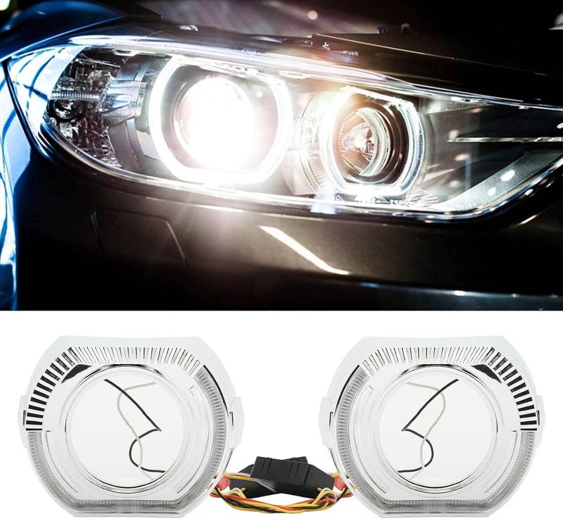 klarako غطاء عيون الملائكة LED، 12V 5W غطاء عيون الملائكة المزدوجة Halo DRL مع غلاف ABS، أغطية احترافية منخفضة الطاقة لعدسة المصباح الأمامي Bi Xenon LED بقطر 3 إنش - Image 5