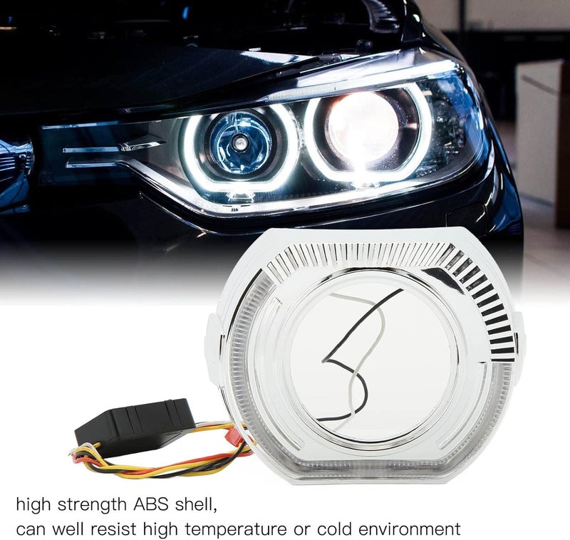 klarako غطاء عيون الملائكة LED، 12V 5W غطاء عيون الملائكة المزدوجة Halo DRL مع غلاف ABS، أغطية احترافية منخفضة الطاقة لعدسة المصباح الأمامي Bi Xenon LED بقطر 3 إنش - Image 3