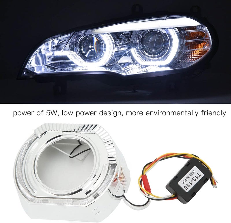klarako غطاء عيون الملائكة LED، 12V 5W غطاء عيون الملائكة المزدوجة Halo DRL مع غلاف ABS، أغطية احترافية منخفضة الطاقة لعدسة المصباح الأمامي Bi Xenon LED بقطر 3 إنش - Image 4