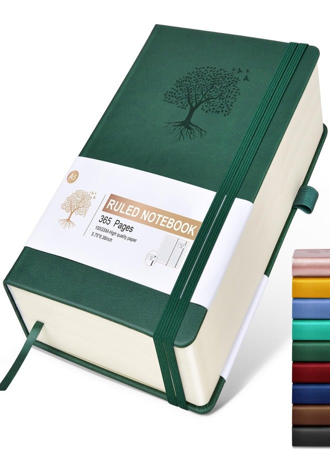 دفتر ملاحظات مسطر - 365 صفحة، مقاس A5، دفاتر سميكة للكتابة، دفتر ملاحظات مسطر، غلاف جلدي مقوى، مناسب للرجال والنساء، دفتر يوميات للعمل وتدوين الملاحظات، ورق مسطر 100 جرام/م² (5.75 بوصة × 5.75 بوصة). - Image 1