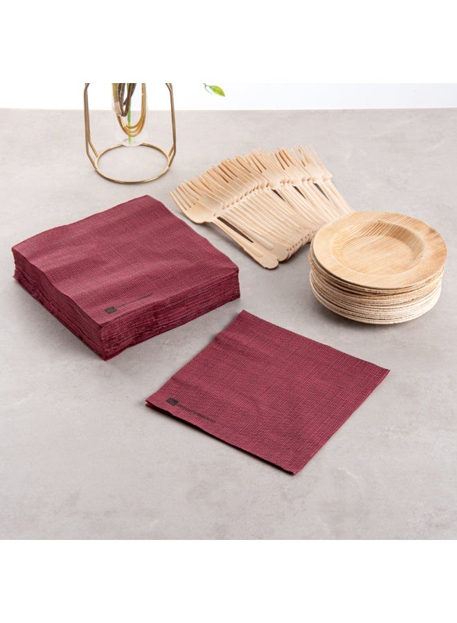 Restaurantware Luxenap 15.5 x 15.3 Inch 2-Ply Dinner Napkins, 50 Disposable Napkins - Linen Feel, With Black Threads, Bordeaux Paper Folded Napkins, Square, For Lunch, Dinner, Or Everyday Use - Image 4