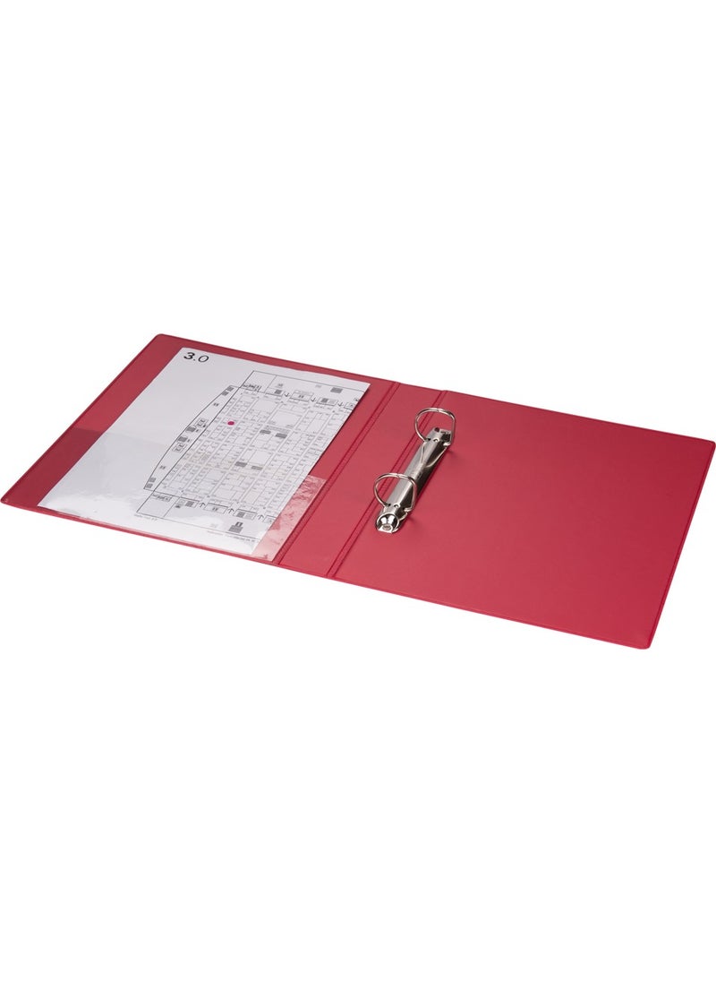 2K - A5 SMALL SIZE PVC Student and Office Type Document Presentation Folder with 2 Rings Inner Pocket SUITABLE FOR A5 DOCUMENTS 19.5 x 23 cm Red - Image 1