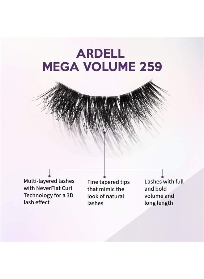 ARDELL Mega Volume Lash 259 Multi-Layered False Lashes with Curl Technology, 4 pairs