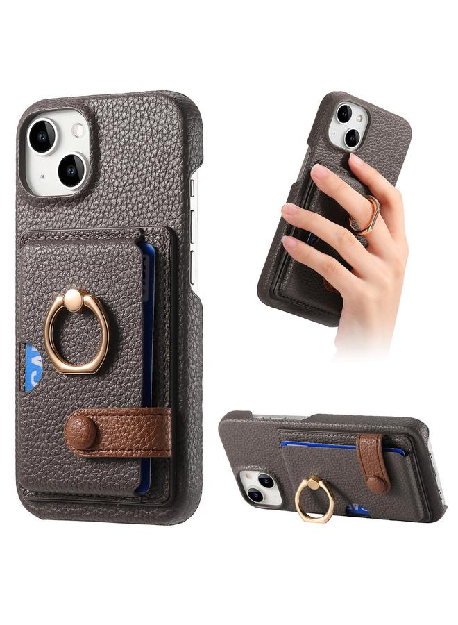S-TOP Case For iPhone 13 mini Litchi Leather Oil Edge Ring Card Back Phone Case - Image 1
