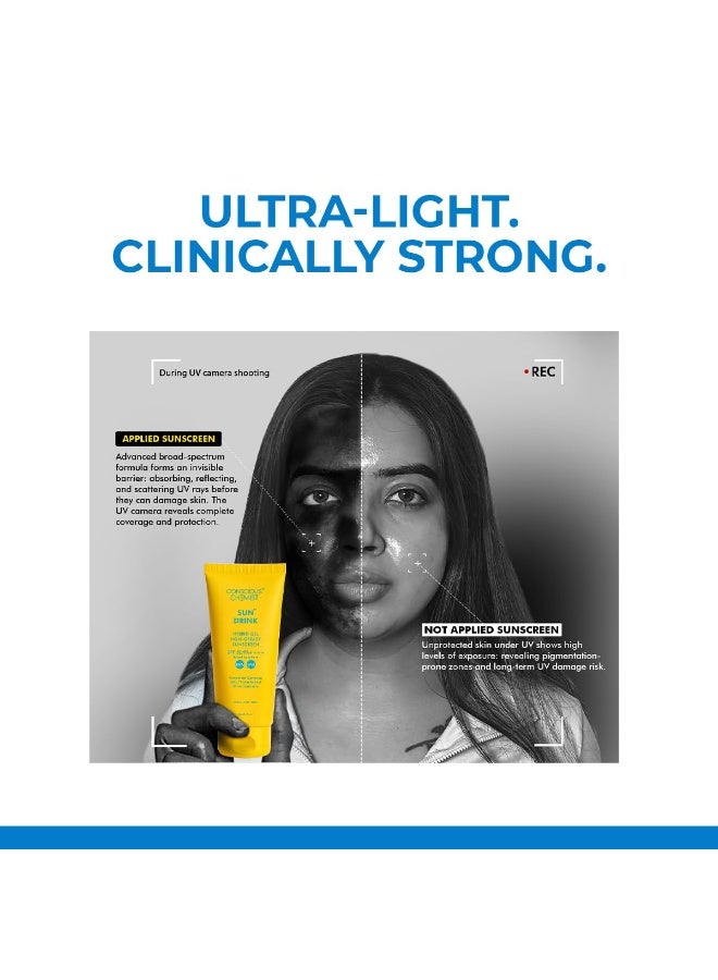 Conscious Chemist Dewy Ceramide Sunscreen SPF 50 PA++++ | For Oily Skin | UVA/UVB & Blue Light Protection | Fragrance-Free | For Men & Women, All Skin Type - Sun Drink | 50g - Image 2