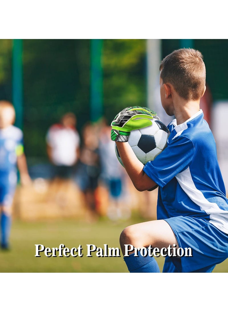 KASTWAVE Children Football Gloves, 9# Kids Youth Football Soccer Goalkeeper Goalie Training Gloves Gear with Strong Grips Palms, Soccer Goalie Goalkeeper Gloves for Kids Boys Children (Green) - Image 5