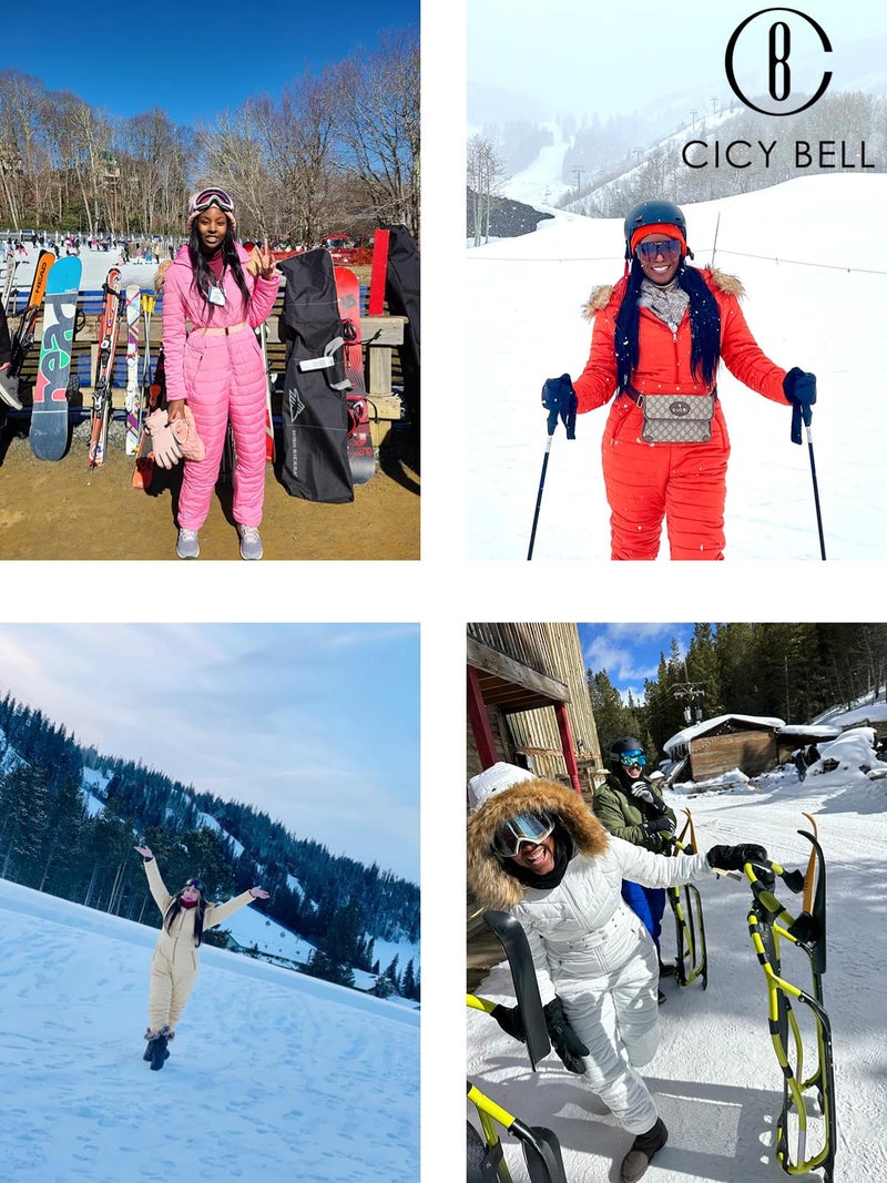 Cicy Bell Womens One Piece Ski Suits Winter Outdoor Sports Jumpsuit Fur Collar Coat Windproof Waterproof Hooded Snowsuit (Black, X-Large) - Image 3