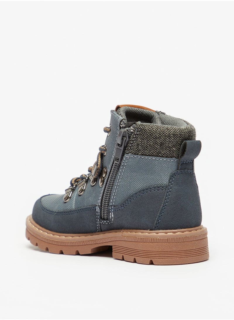 Lee Cooper - Boys' Textured High Cut Boots With Zip Closure And Lace Detail - Image 1