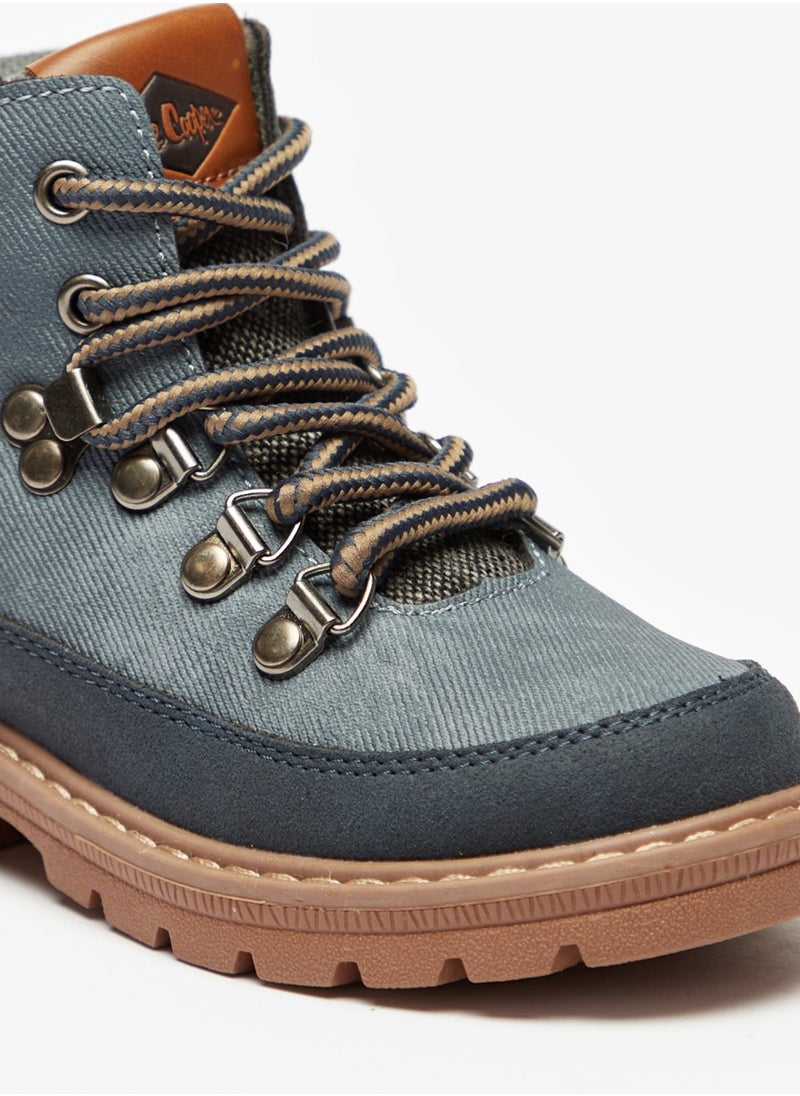 Lee Cooper - Boys' Textured High Cut Boots With Zip Closure And Lace Detail - Image 1