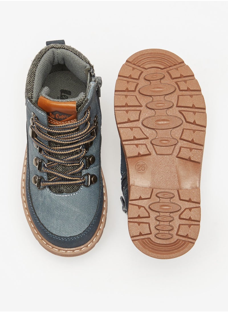 Lee Cooper - Boys' Textured High Cut Boots With Zip Closure And Lace Detail - Image 1