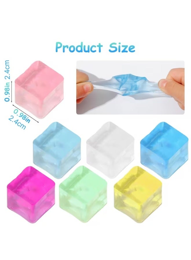 Gift for kids Random Colors Multi-item Pack Mini Ice Cube Square Slow Squishy fidget, Colorful Cube Stress Balls Fun, Relax, Birthday Gifts, Stretchy Desk Decor, Goodie Bag Fillers, Classroom Prizes pack of 7 - Image 3