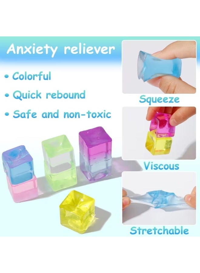 Gift for kids Random Colors Multi-item Pack Mini Ice Cube Square Slow Squishy fidget, Colorful Cube Stress Balls Fun, Relax, Birthday Gifts, Stretchy Desk Decor, Goodie Bag Fillers, Classroom Prizes pack of 7 - Image 2