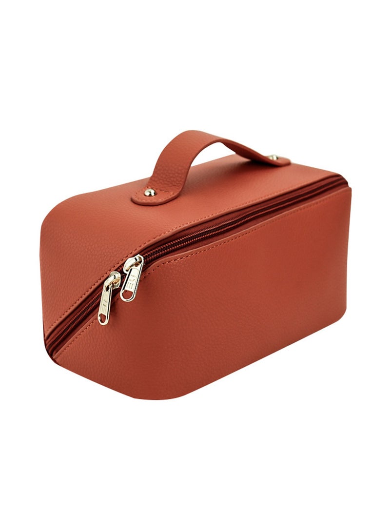 Cosmetic bag,Large-Capacity High-End Cosmetic Bag, Portable Travel Toiletry Bag, Orange - Image 1