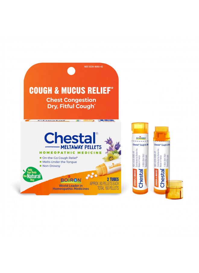 Boiron Chestal Pellets For Cough And Mucus Relief, Nasal Or Chest Congestion And Sore Throat Relief – Pack Of 2, 2 X 80 Pellets  - Image 1