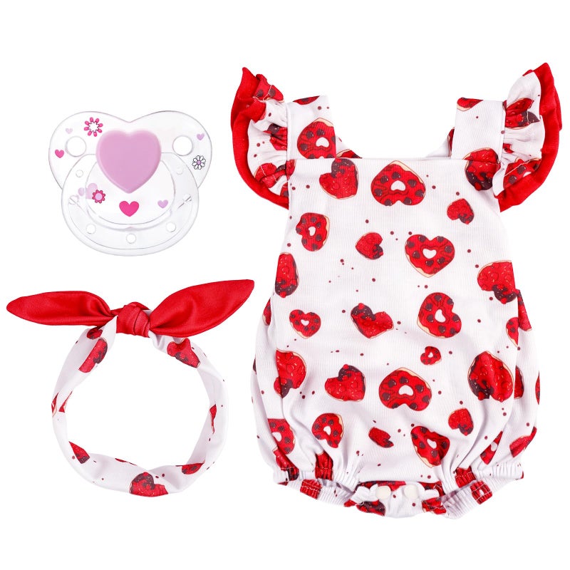 BABESIDE 3 Pcs Reborn Baby Doll Clothes for 1722 Inch Dolls Baby Doll Outfit Accessories with Heart Pattern fit Babydolls Girl Red - Image 3
