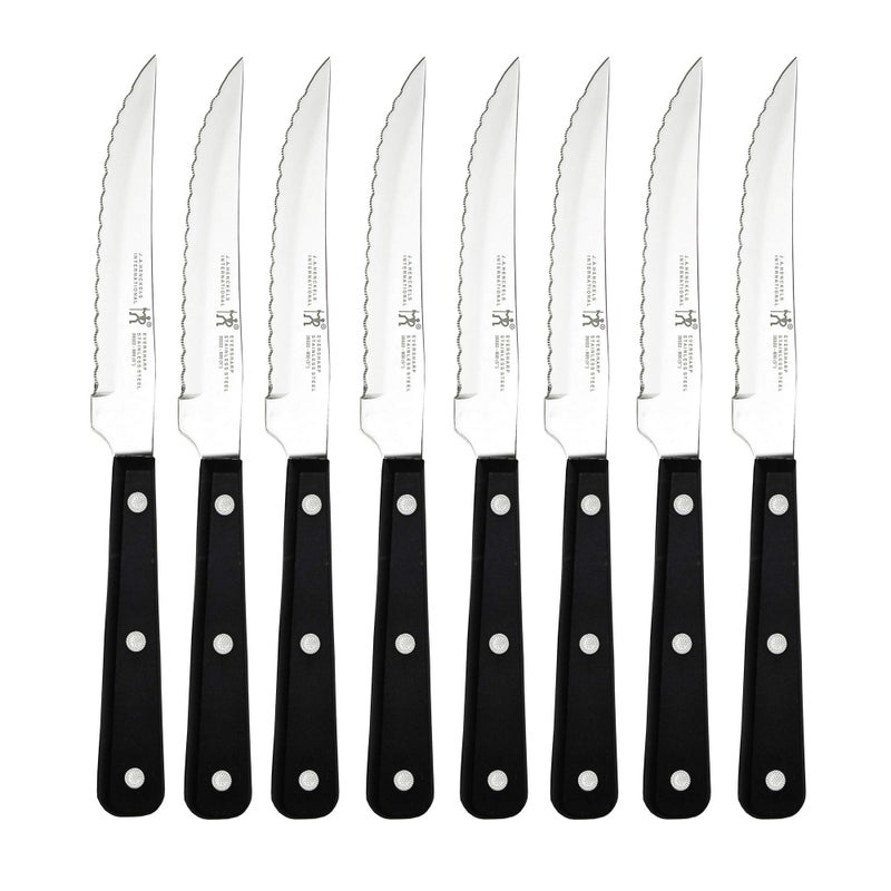 HENCKELS HENCKELS Razor-Sharp Steak Knife Set of 8, German Engineered Informed by 100+ Years of Mastery,Black  - Image 1