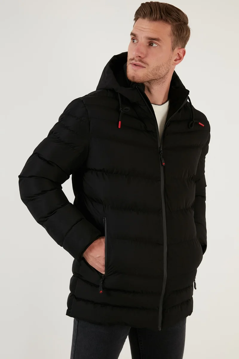 Buratti Slim Fit Hooded Coat with Pockets Men's Coat 6274818