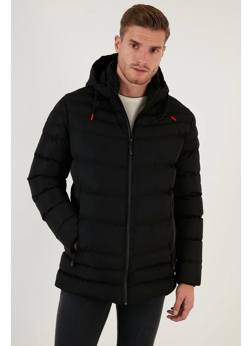 Buratti Slim Fit Hooded Coat with Pockets Men's Coat 6274818
