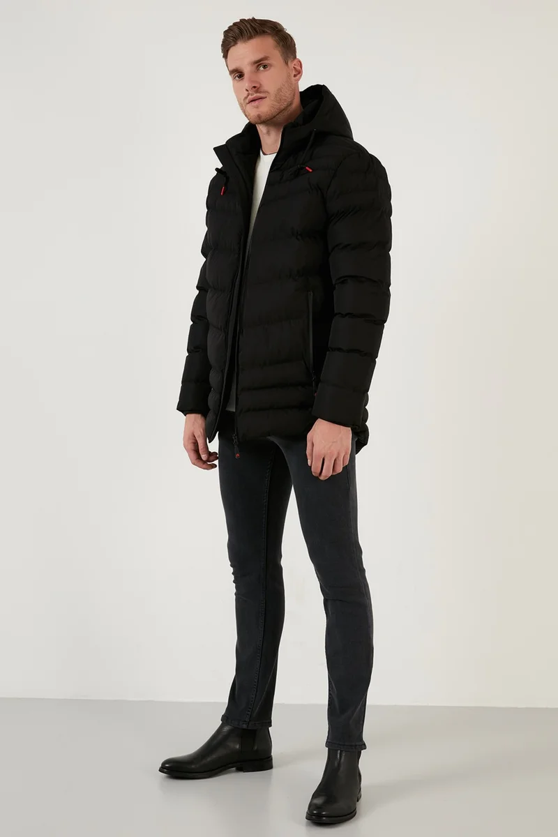 Buratti Slim Fit Hooded Coat with Pockets Men's Coat 6274818