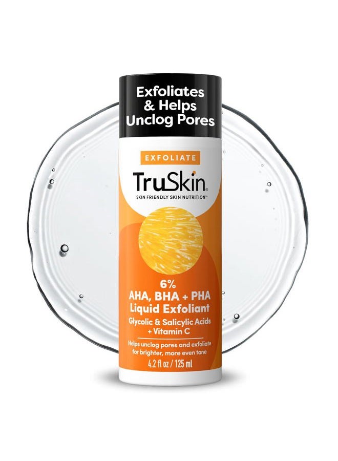 TruSkin BHA Liquid Exfoliant & Toner – PHA AHA BHA Gentle Exfoliator with Salicylic & Glycolic Acid, Vitamin C – Improve Appearance of Tone & Texture, Unclog & Minimize Look of Pores, 4.2 fl oz - Image 1
