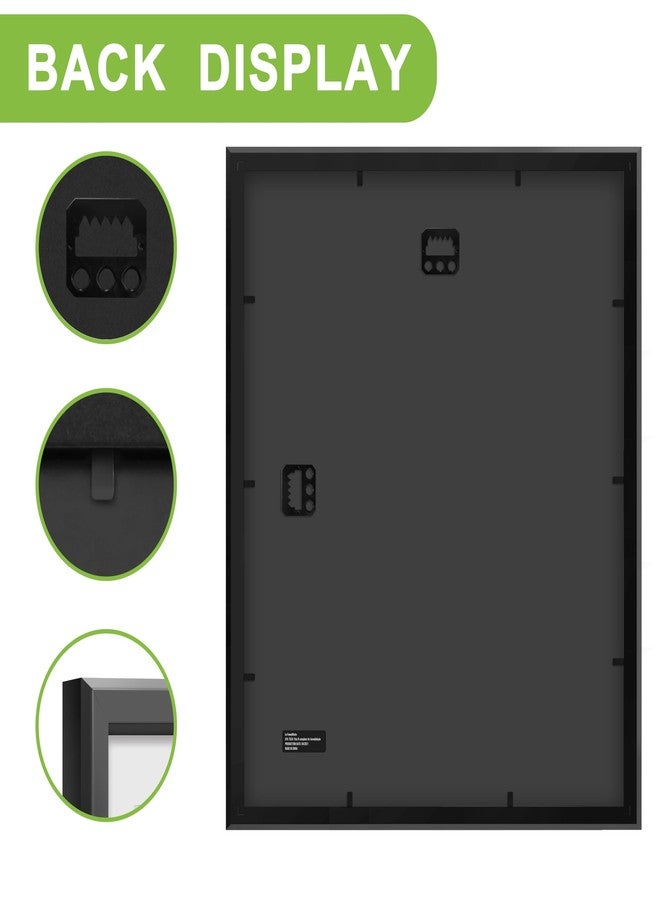 FrameWorks 2-Pack 1 3/8" Thick Black Wooden Shadow Box Picture Frames 11” x 14” with Removable White Mat to 8" x 10" Photo - Image 3